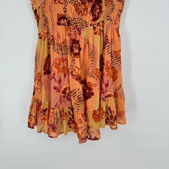 Free People Vernon Mini Dress Sleeveless Tie Shoulder Floral Pockets New Medium - Picture 4 of 14